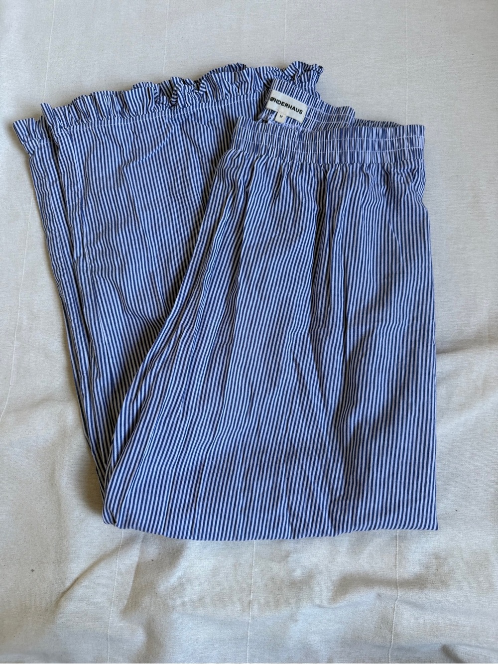 SONDERHAUS Blue Stripe Cotton Boxer Pants Medium
